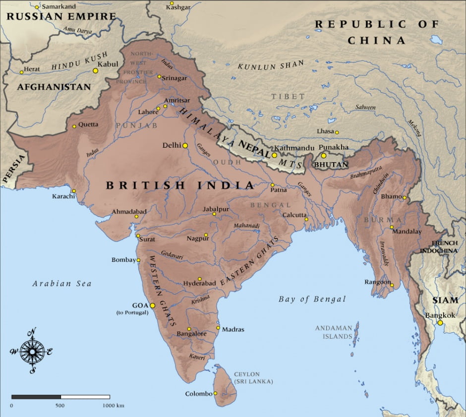  अंग्रेज़ों के समय का भारत - ancient Indian map